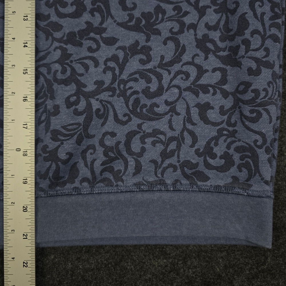 Vtg Karen Scott Sport Blue Black Floral Pattern Crewneck Sweatshirt Size S - Picture 9 of 10